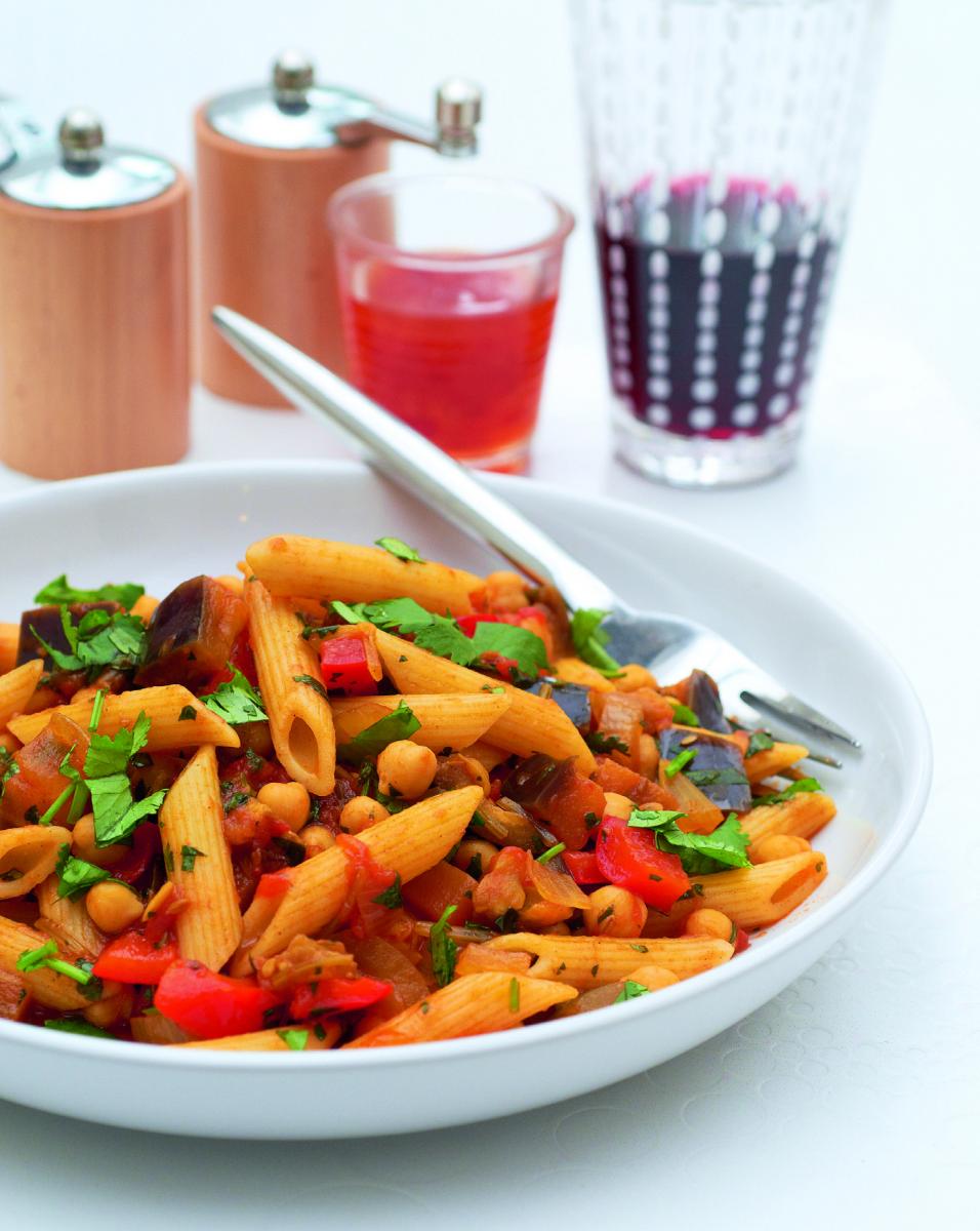 Penne di melanzane e ceci